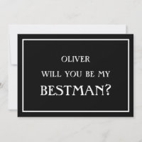 Minimalist Will You Be My Bestman Proposal Black
