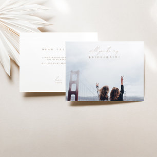 Minimalist Will You Be My Bridesmaid Script Photo Invitation