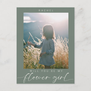 Minimalist Will you be my Flower Girl Photo Chic Postcard