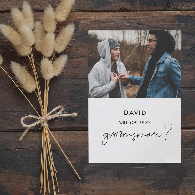 Minimalist Will you be my groomsman photo card (Creator Uploaded)