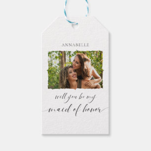 Minimalist Will You Be My Maid Of Honor Photo   Gift Tags