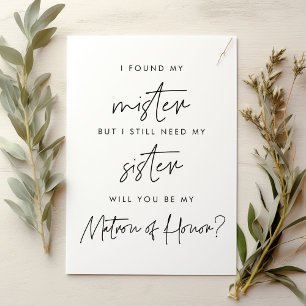 Minimalist Will you be my matron of honour card
