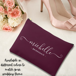 Minimalist Wine Berry Personalised Bridesmaid Accessory Pouch