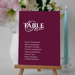 Minimalist Wine Colour Wedding Table Seating Chart