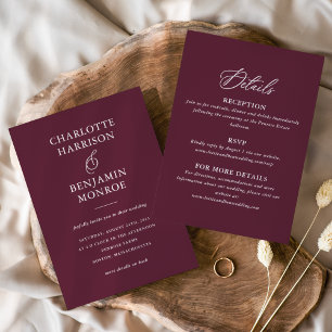 Minimalist Wine Double-Sided Wedding Invitation