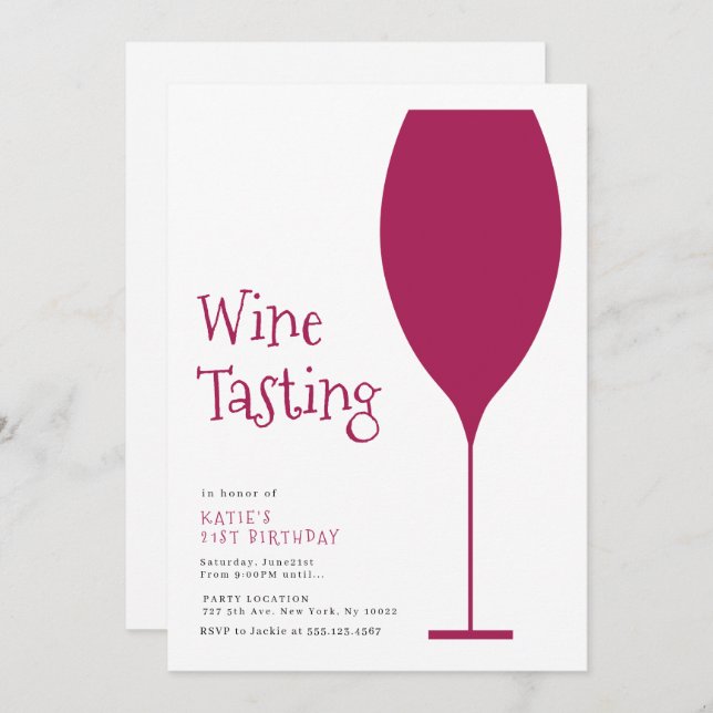 Minimalist Wine Tasting Party Invitations (Front/Back)