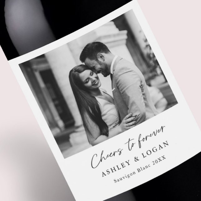 Minimalist Wine Wedding Favour Photo Wine Label (Creator Uploaded)