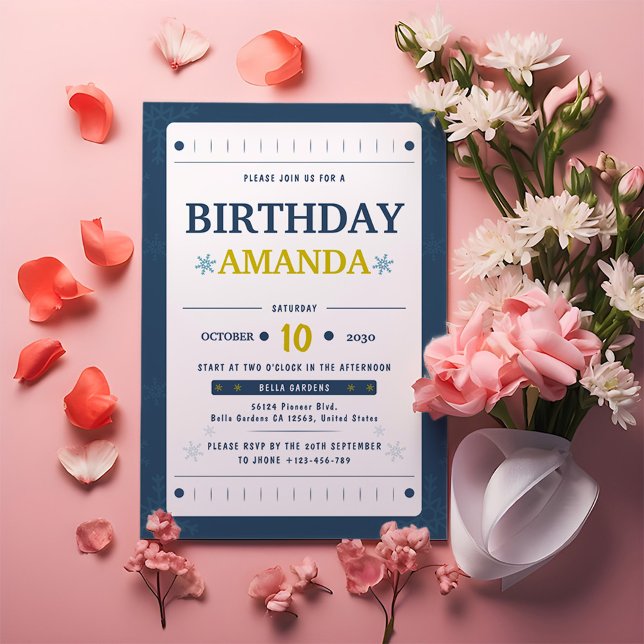 Minimalist Winter Birthday Invitation (Creator Uploaded)