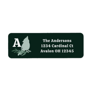 Minimalist Winter Cardinal Monogram Return Address Label