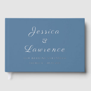 Minimalist Winter Dusty Blue Wedding  Guest Book