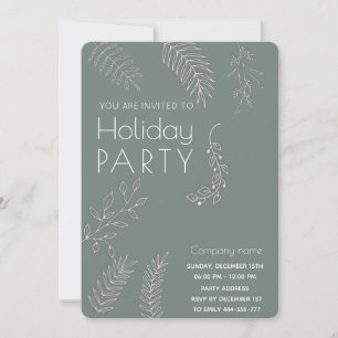Minimalist winter greenery Holiday party   Invitation