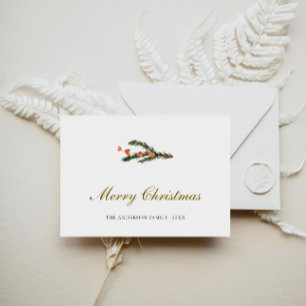 Minimalist Winter Pine branch Photo  Holiday Card