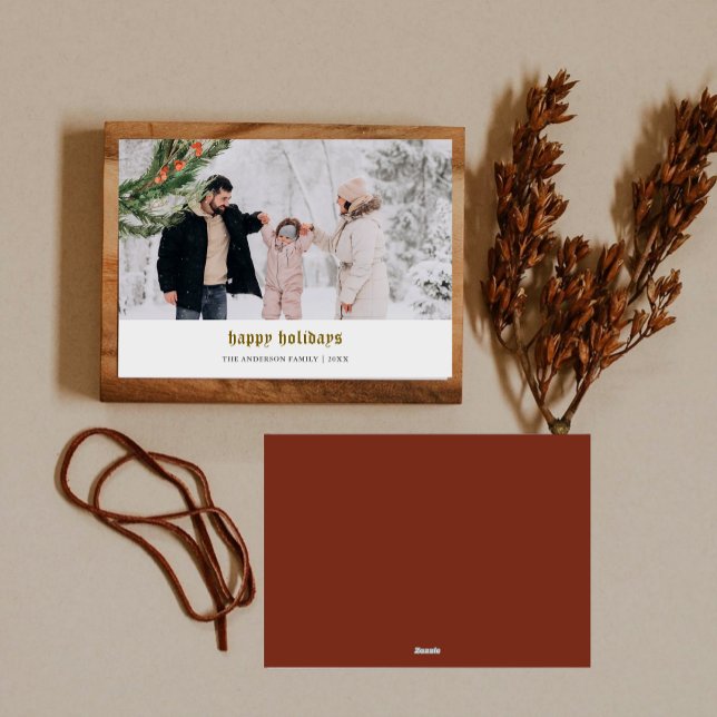 Minimalist Winter Pine Wreath Photo  Holiday Card (Creator Uploaded)