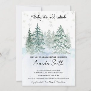 Minimalist Winter snow Baby shower Invitation