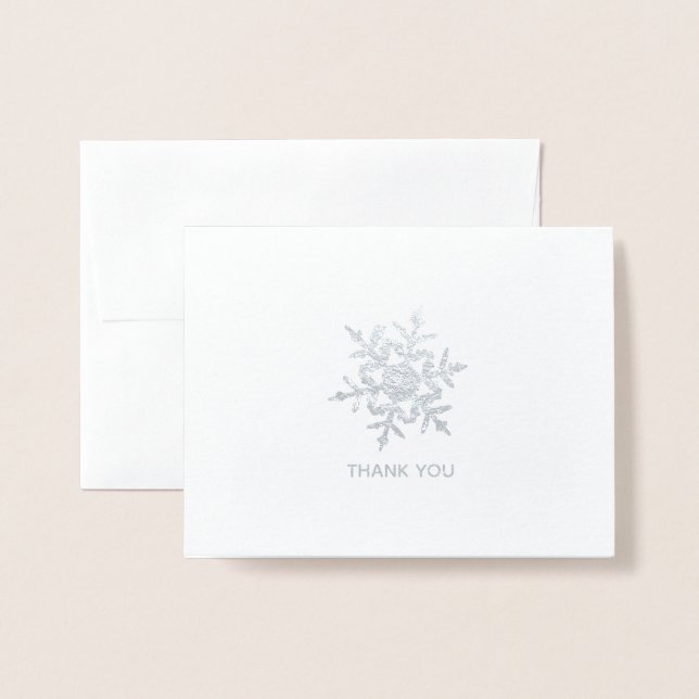 Minimalist Winter Snowflake Thank You Foil Card (Front With Envelope)