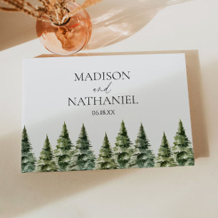 Minimalist Winter Snowy Pine Tree Forest Wedding Guest Book
