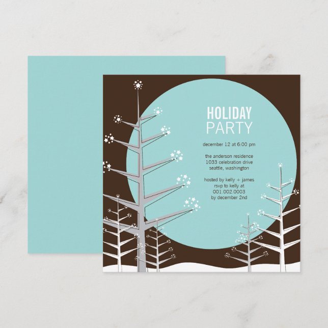 Minimalist Winter Wonderland Holiday Party Invite (Front/Back)