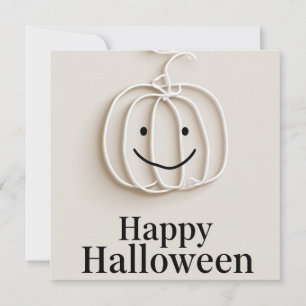 Minimalist Wire Pumpkin Happy Halloween Greeting Holiday Card