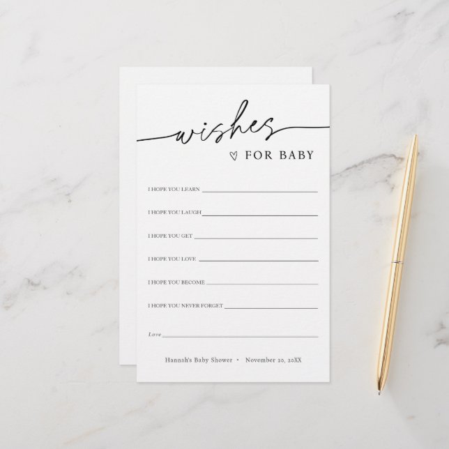 Minimalist Wishes for Baby Card (Front/Back In Situ)