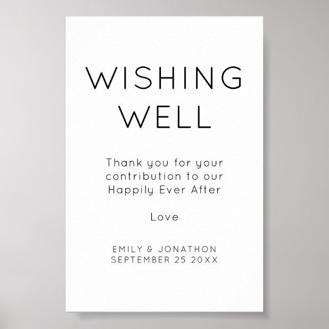 Minimalist Wishing Well Wedding Sign (Front)