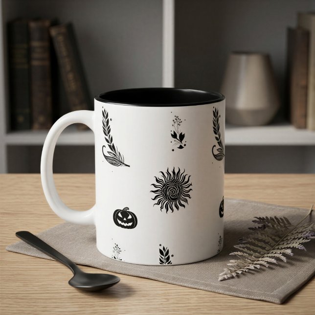Minimalist Witchcore Halloween Pattern Mug (Creator Uploaded)