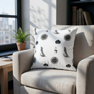 Minimalist Witchcore Halloween Throw Pillow