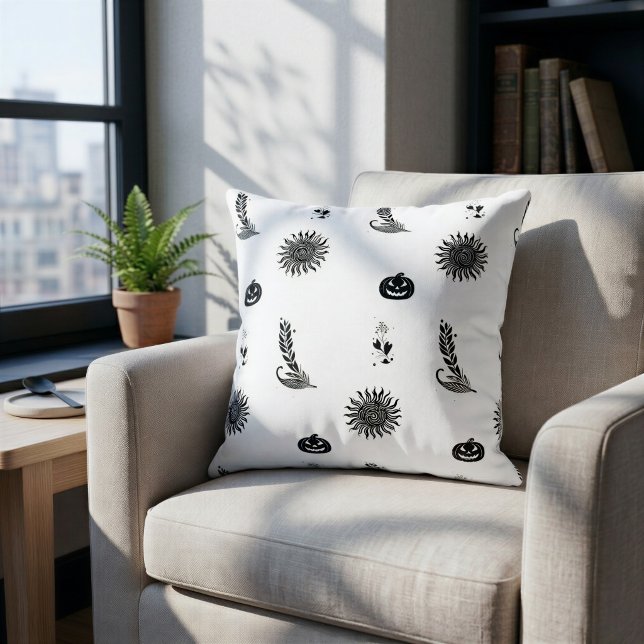 Minimalist Witchcore Halloween Throw Pillow (Creator Uploaded)