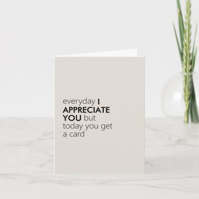 Minimalist Witty "I Appreciate You" Funny Holiday Card (Front)