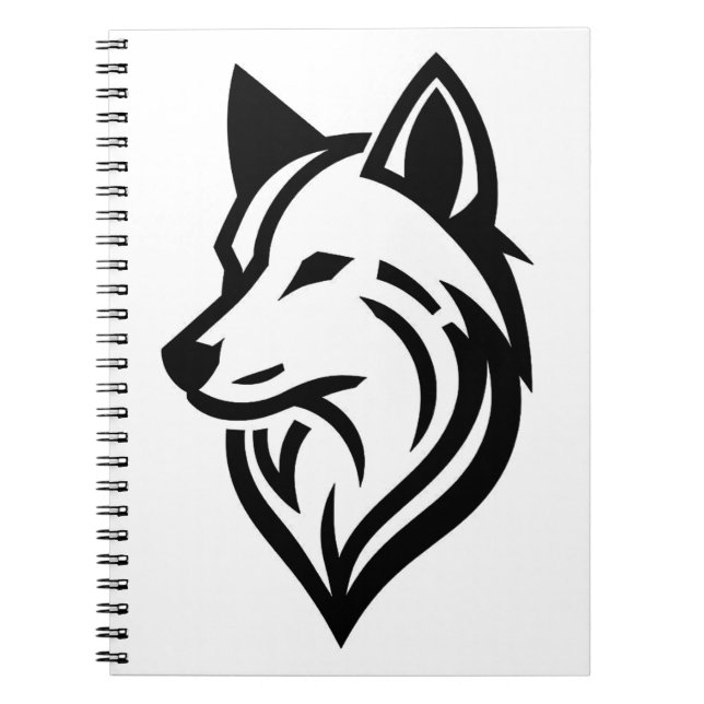 Minimalist Wolf Face Silhouette Notebook (Front)