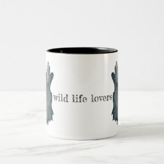 minimalist wolf head Two-Tone coffee mug