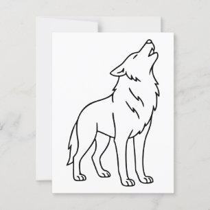 Minimalist Wolf Line Art – Howling Wildlife Postcard
