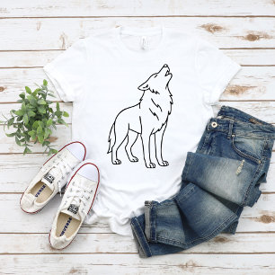Minimalist Wolf Line Art – Howling Wildlife T-Shirt