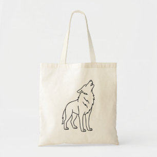 Minimalist Wolf Line Art – Howling Wildlife Tote Bag
