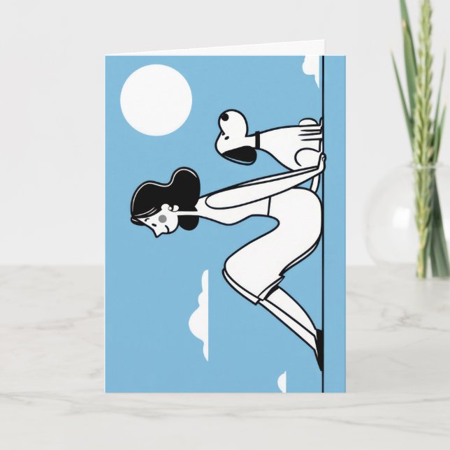 Minimalist Woman and Dog Illustration Card (Front)