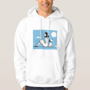 Minimalist Woman and Dog Illustration Hoodie