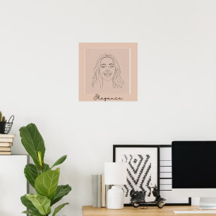 "Minimalist Woman Line Art Framed Poster Elegant