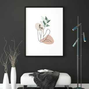 Minimalist Woman Line Art Print, Female Silhouette Poster