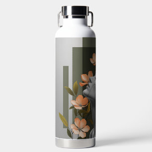 Minimalist Woman Profile with Botanical Elegance Water Bottle