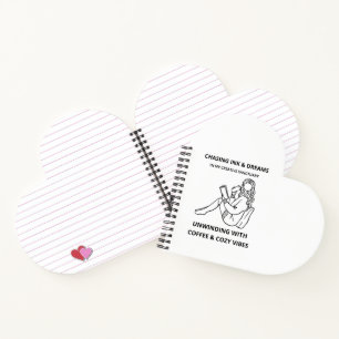MINIMALIST WOMAN READING & COFFEE LINE ART POSTER NOTEBOOK