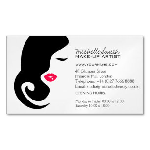 Minimalist Woman Silhouette Black Beauty Salon Magnetic Business Card