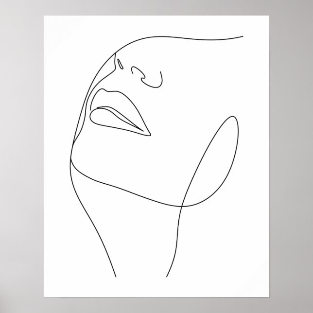 Minimalist Womans Face Line Art  Poster (Front)