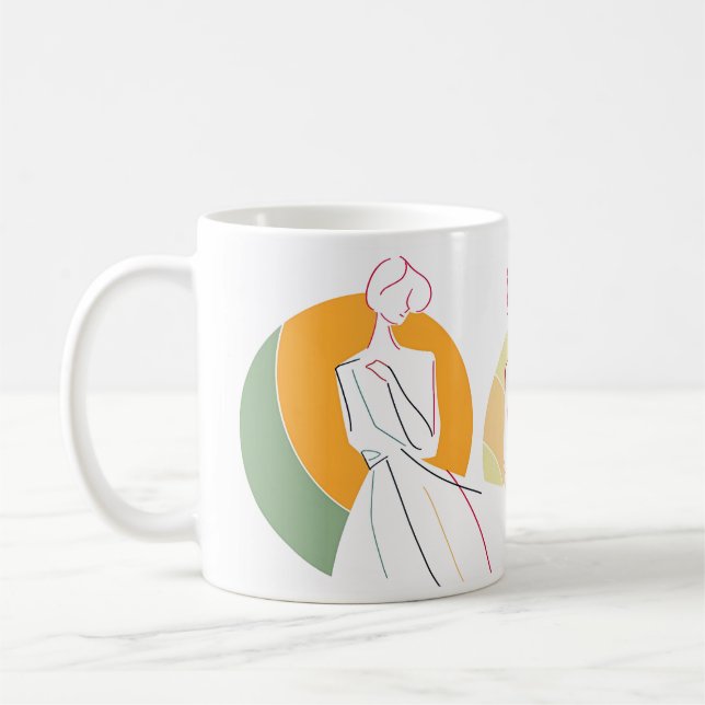 Minimalist Women Abstract Line Art Coffee Mug (Left)