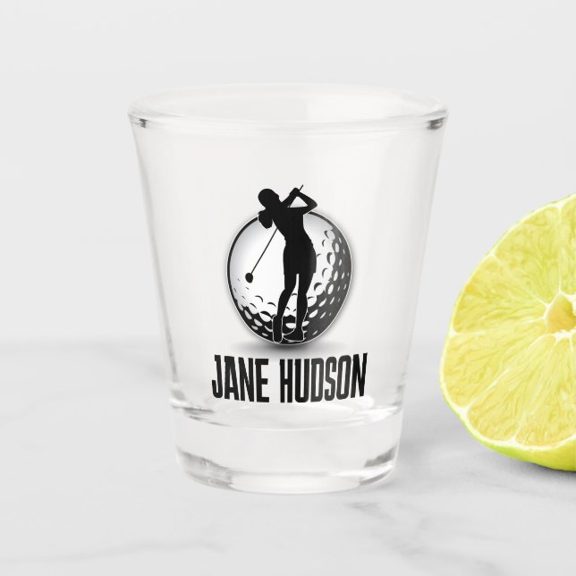 Minimalist Women Golf Monogram Design Shot Glass (Front)
