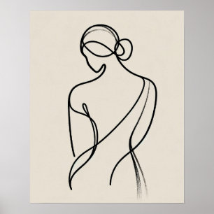 Minimalist Womens back - Line Art  Poster