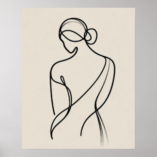 Minimalist Womens back - Line Art  Poster