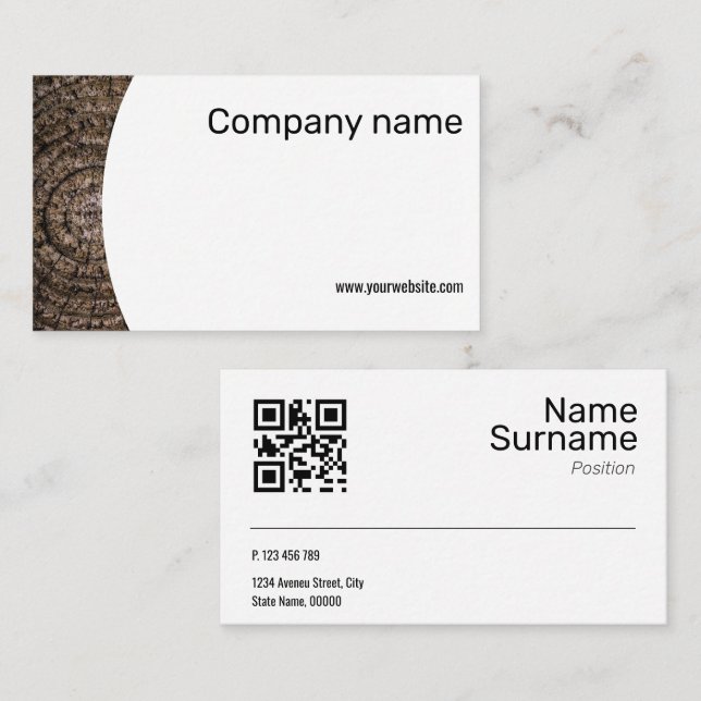 Minimalist wood photography QR Business Card (Front/Back)