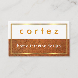 Minimalist Wood Timber Gold Frame Business Card