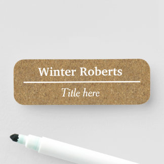 Minimalist wooden kraft job title name tag