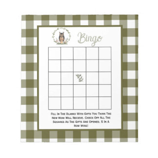 Minimalist Woodland BIngo game Notepad