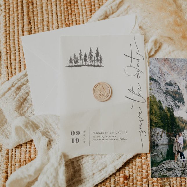 Minimalist Woodland Elegance | Save the Date Vellum Invitations (Creator Uploaded)